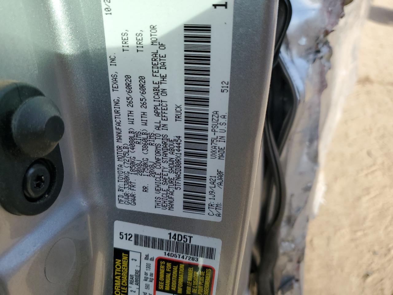 2024 TOYOTA TUNDRA CREWMAX PLATINUM VIN:5TFNA5DB0RX144454