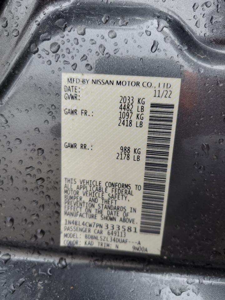 2023 NISSAN ALTIMA SR VIN:1N4BL4CW7PN333581