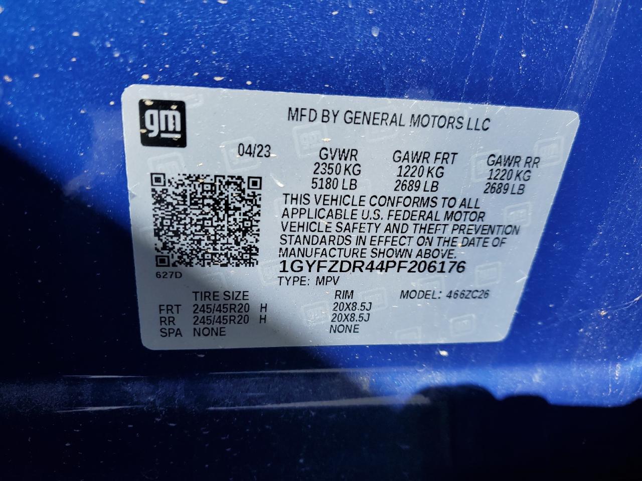 2023 CADILLAC XT4 PREMIUM LUXURY VIN:1GYFZDR44PF206176