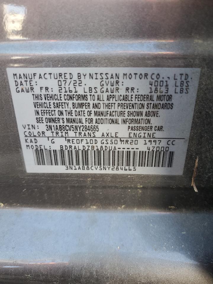 2022 NISSAN SENTRA SV VIN:3N1AB8CV5NY284665
