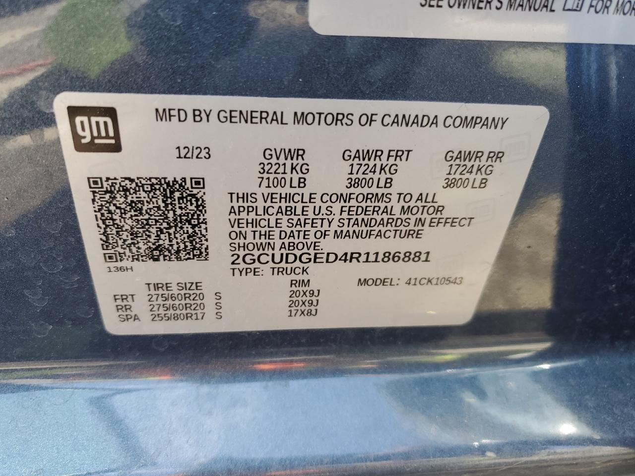 2024 CHEVROLET SILVERADO K1500 LTZ VIN:2GCUDGED4R1186881