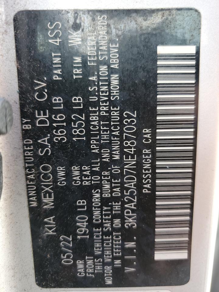 2022 KIA RIO S VIN:3KPA25AD7NE487032