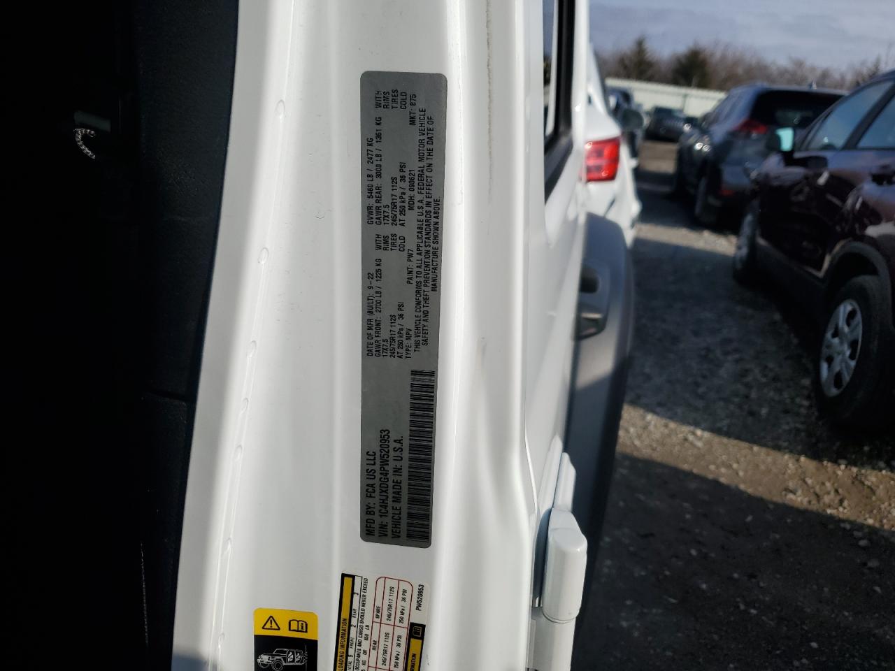 2023 JEEP WRANGLER SPORT VIN:1C4HJXDG4PW520953