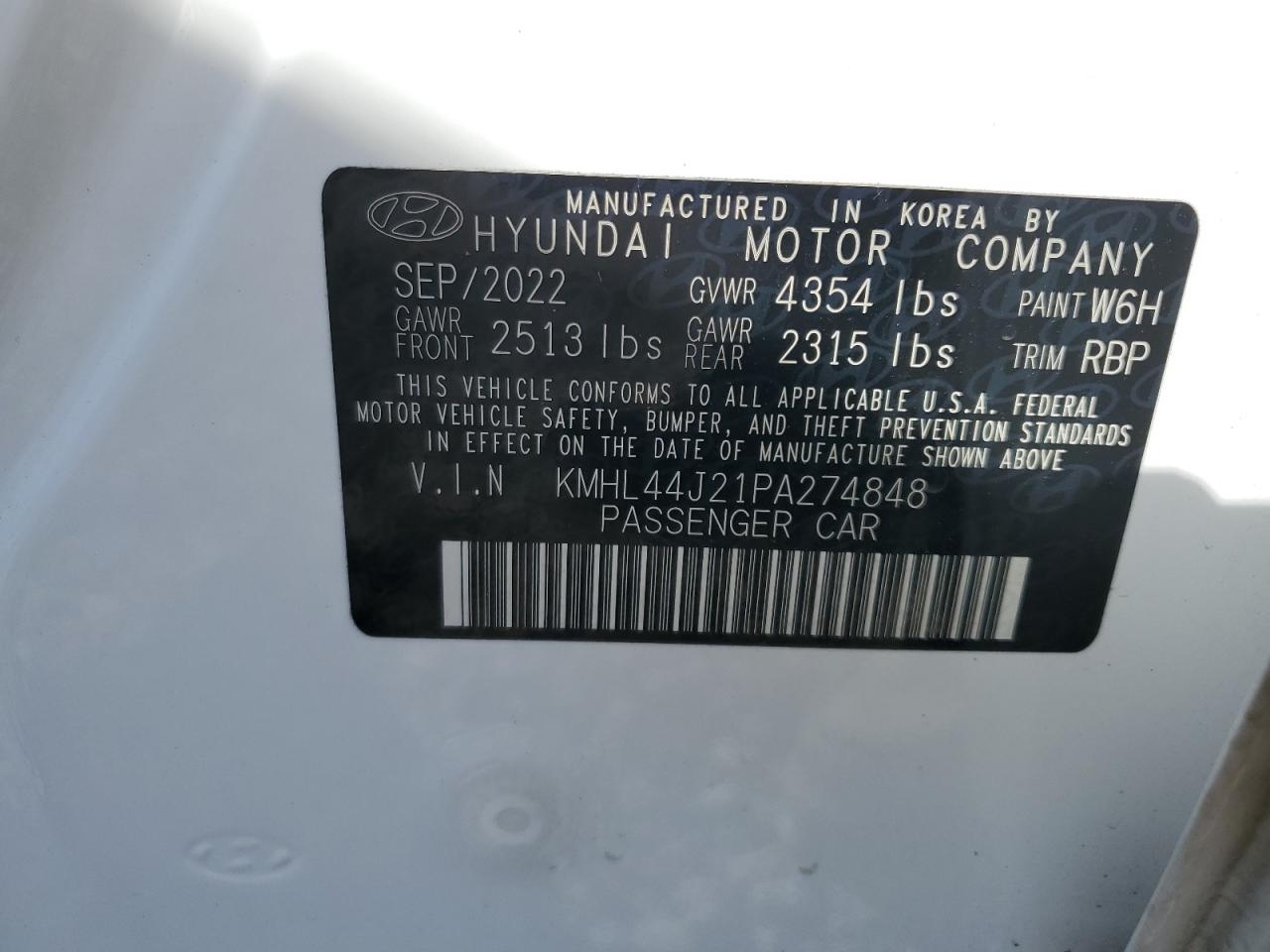 2023 HYUNDAI SONATA SEL PLUS VIN:KMHL44J21PA274848