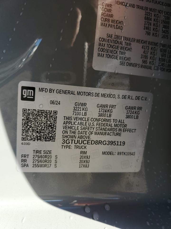 2024 GMC SIERRA K1500 ELEVATION VIN:3GTUUCED8RG395119