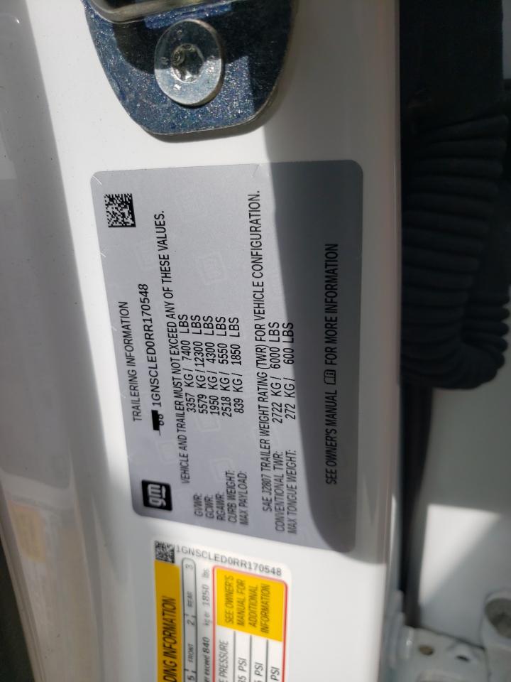 2024 CHEVROLET TAHOE C1500 VIN:1GNSCLED0RR170548