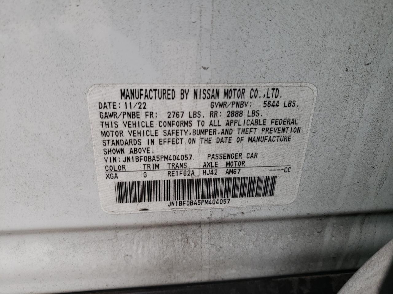 2023 NISSAN ARIYA EVOLVE+ VIN:JN1BF0BA5PM404057