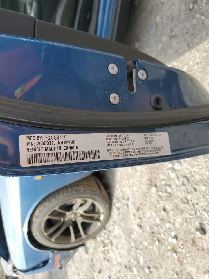 2022 DODGE CHALLENGER R/T SCAT PACK VIN:2C3CDZFJ1NH109046