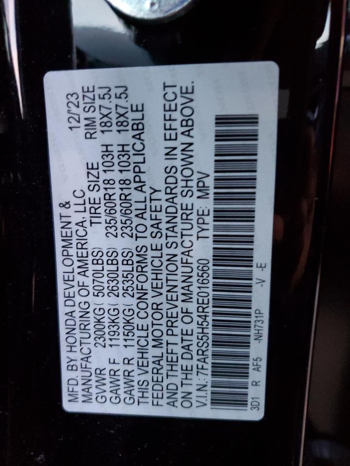 2024 HONDA CR-V SPORT VIN:7FARS5H54RE016560