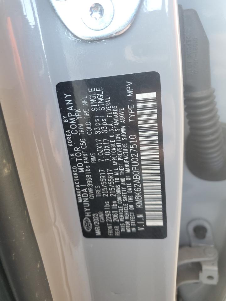 2023 HYUNDAI KONA SEL VIN:KM8K62AB0PU027510