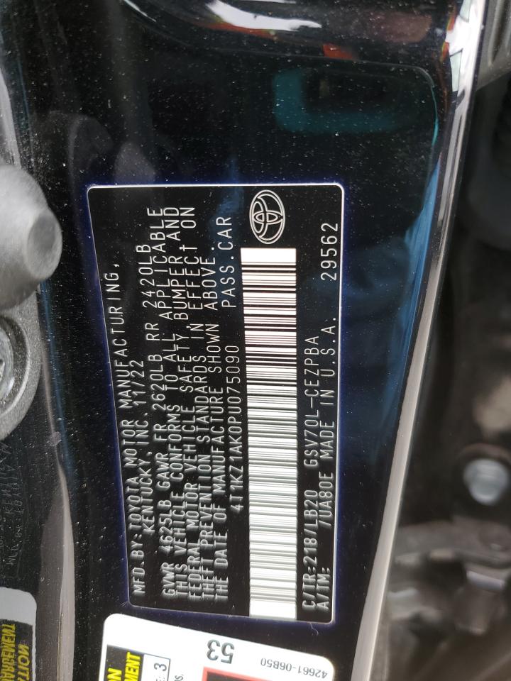 2023 TOYOTA CAMRY TRD VIN:4T1KZ1AK0PU075090