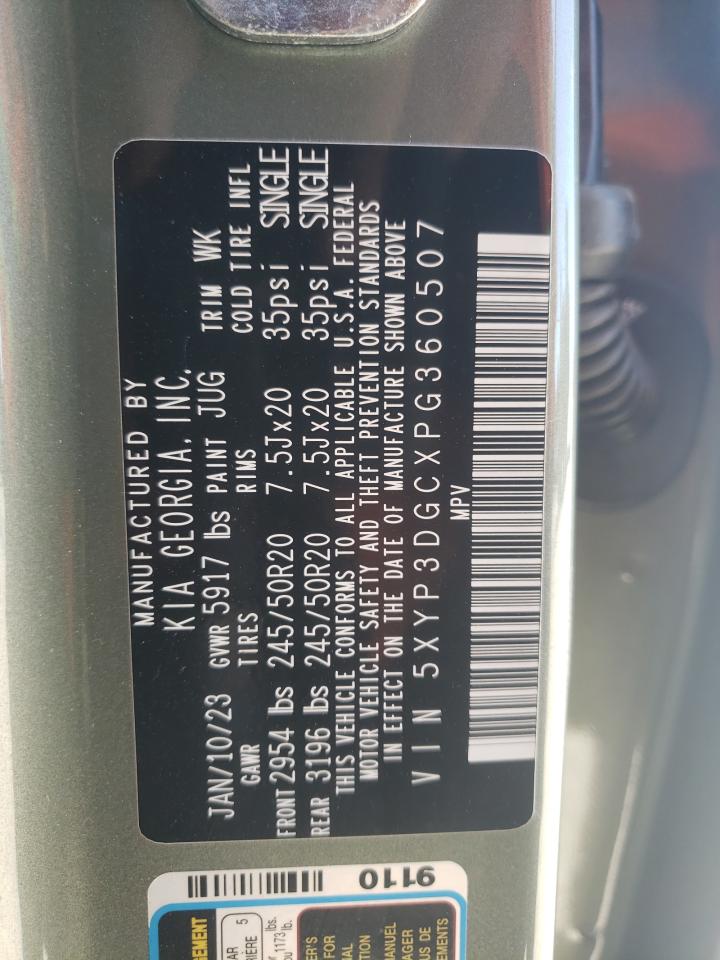 2023 KIA TELLURIDE EX VIN:5XYP3DGCXPG360507