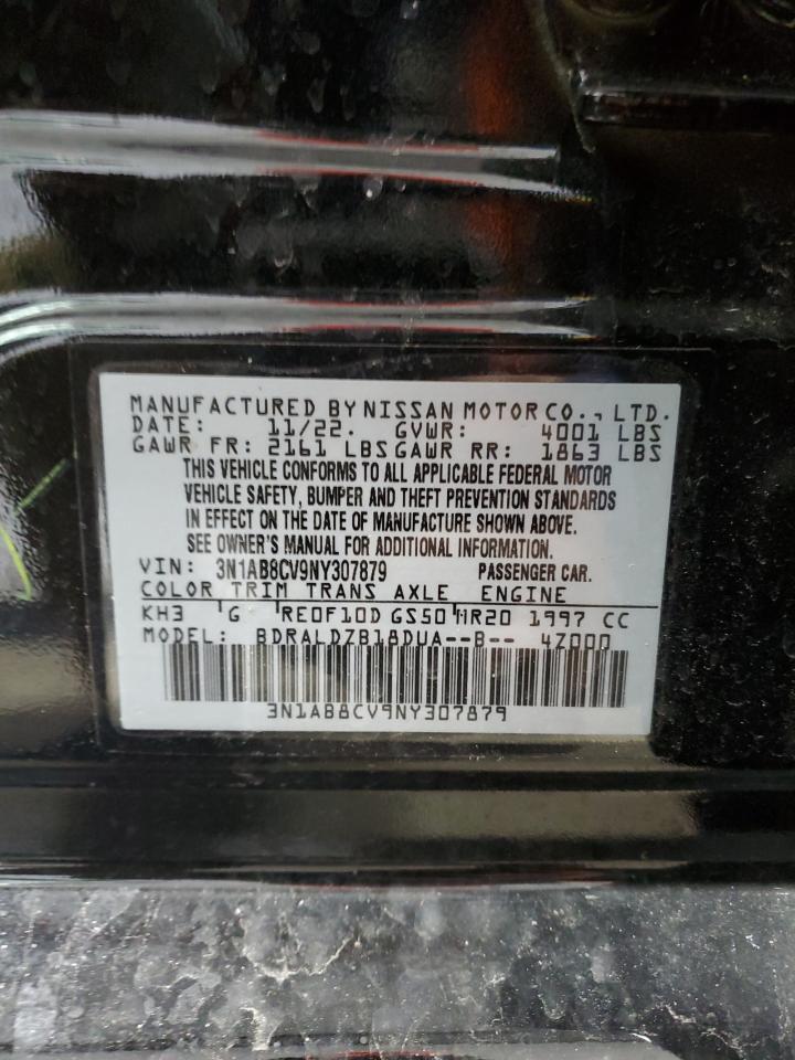 2022 NISSAN SENTRA SV VIN:3N1AB8CV9NY307879