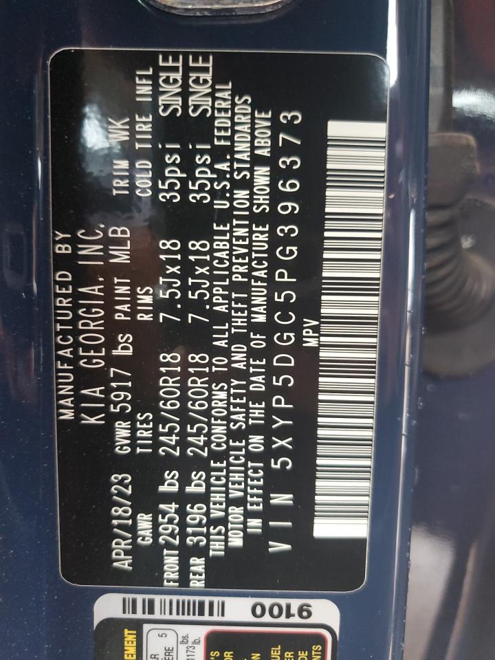 2023 KIA TELLURIDE SX VIN:5XYP5DGC5PG396373