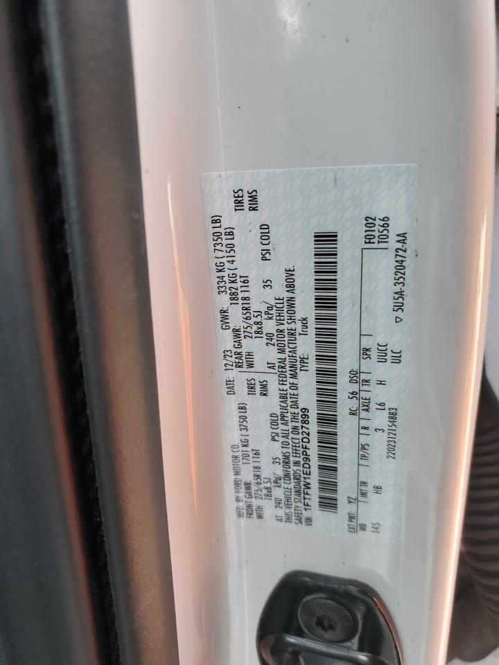 2023 FORD F150 SUPERCREW VIN:1FTFW1ED9PFD27899