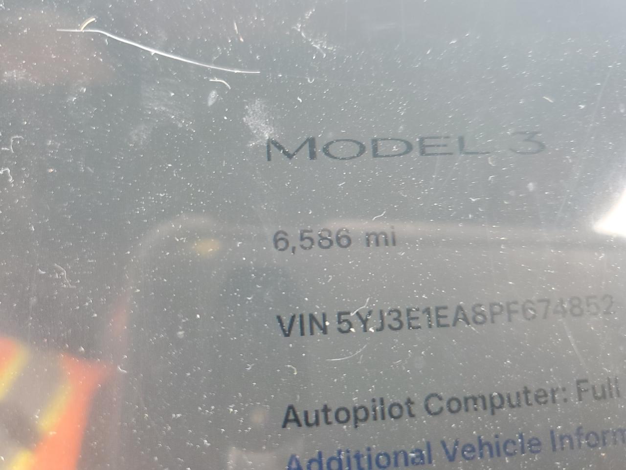 2023 TESLA MODEL 3  VIN:5YJ3E1EA8PF674852