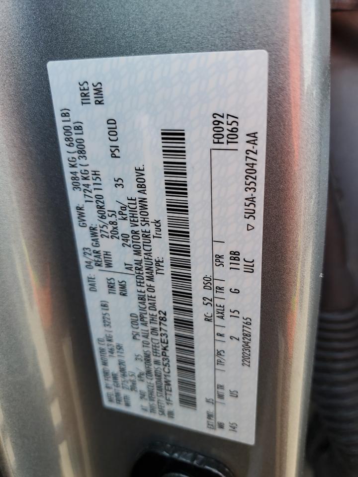 2023 FORD F150 SUPERCREW VIN:1FTEW1C53PKE37782