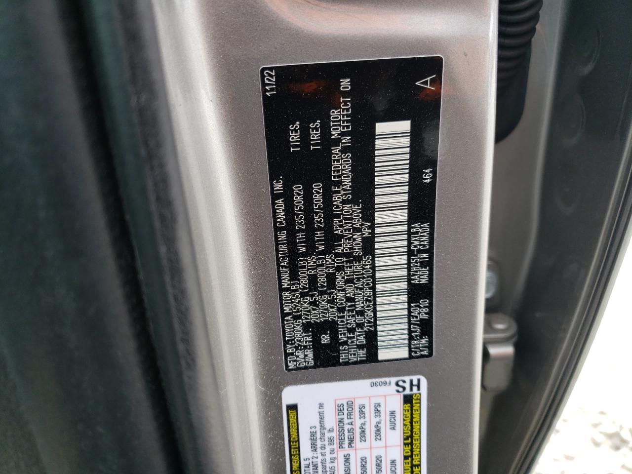 2023 LEXUS NX 350H VIN:2T2GKCEZ8PC010465