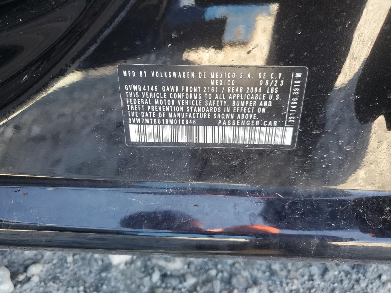 2024 VOLKSWAGEN JETTA SE VIN:3VW7M7BU1RM010846