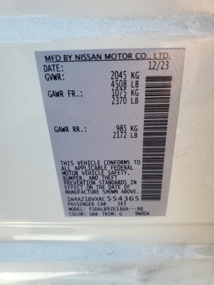 2024 NISSAN LEAF S VIN:1N4AZ1BVXRC554365