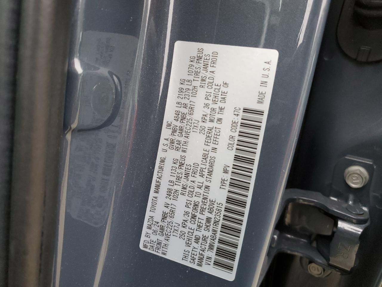 2024 MAZDA CX-50 SELECT VIN:7MMVABAM1RN235815