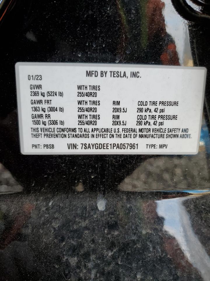 2023 TESLA MODEL Y  VIN:7SAYGDEE1PA057961