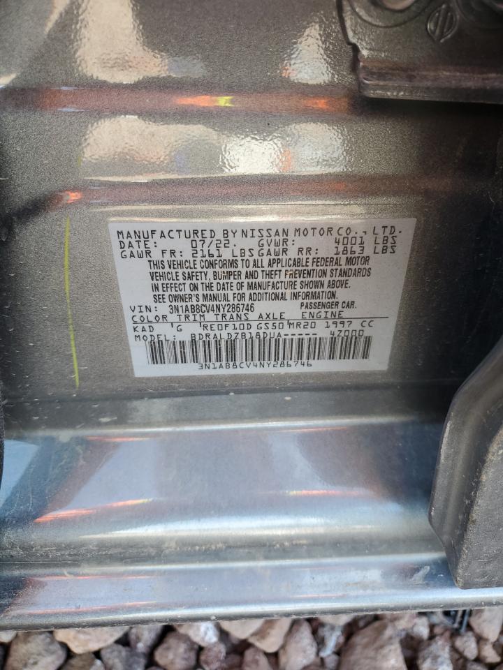 2022 NISSAN SENTRA SV VIN:3N1AB8CV4NY286746