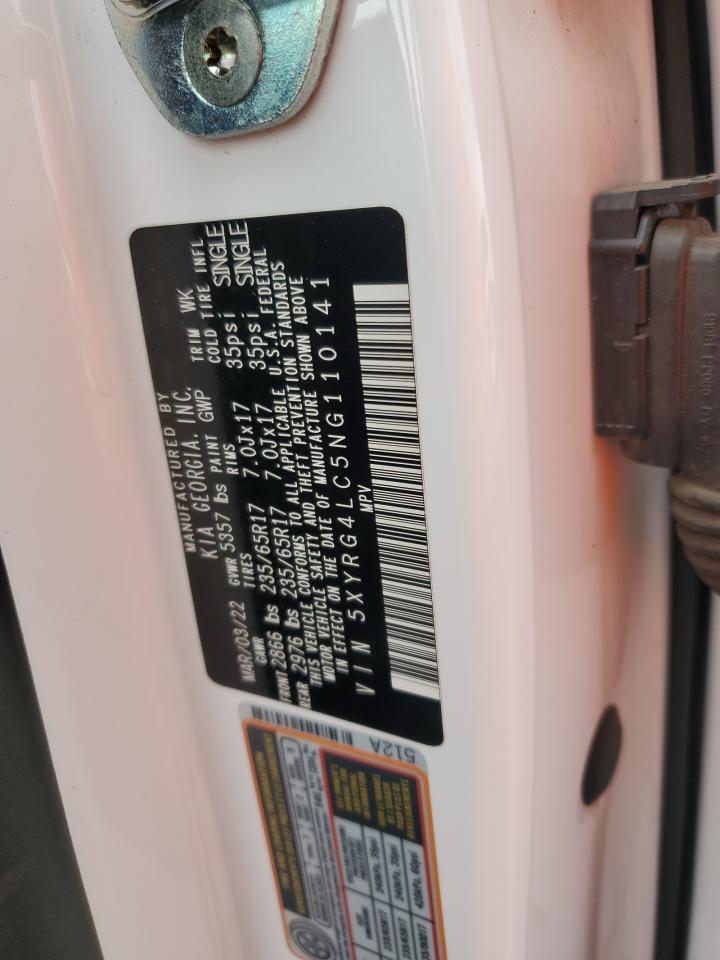 2022 KIA SORENTO LX VIN:5XYRG4LC5NG110141