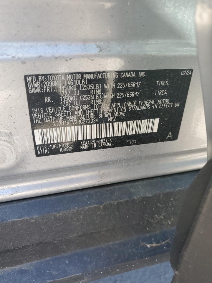 2024 TOYOTA RAV4 LE VIN:2T3H1RFV2RC272034