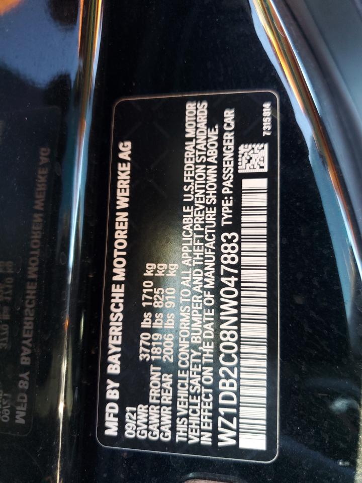 2022 TOYOTA SUPRA  VIN:WZ1DB2C08NW047883