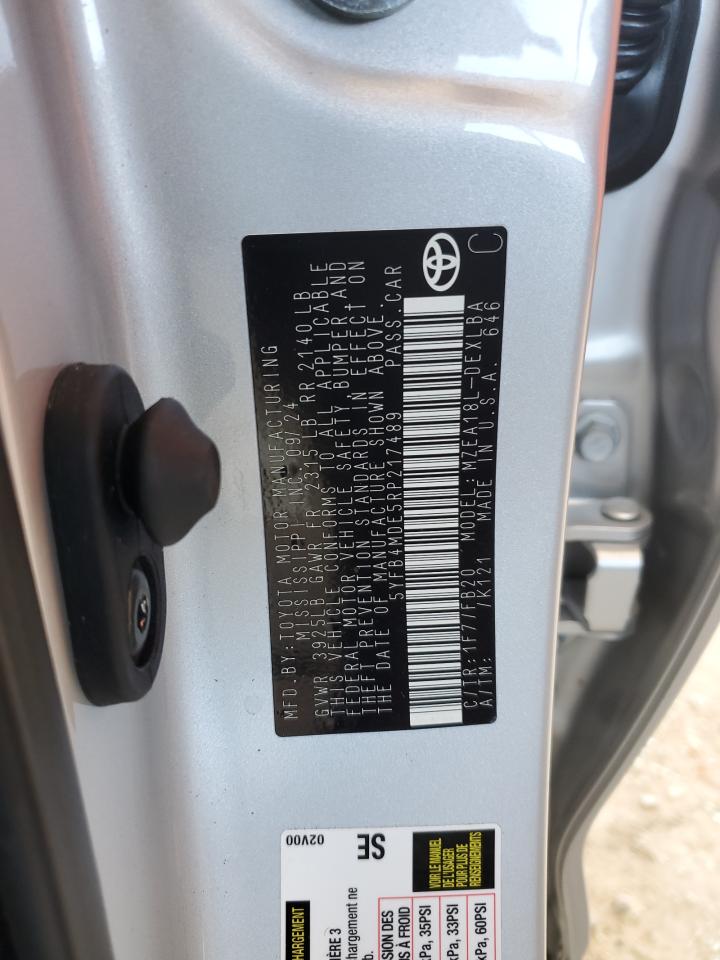 2024 TOYOTA COROLLA LE VIN:5YFB4MDE5RP217489