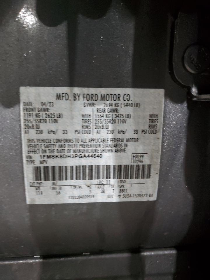 2023 FORD EXPLORER XLT VIN:1FMSK8DH3PGA44640
