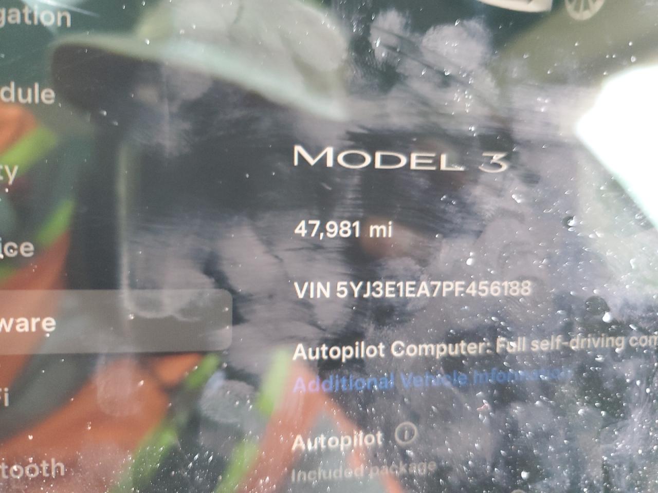 2023 TESLA MODEL 3  VIN:5YJ3E1EA7PF456188