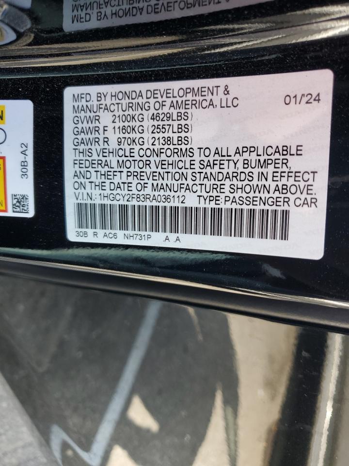 2024 HONDA ACCORD TOURING HYBRID VIN:1HGCY2F83RA036112