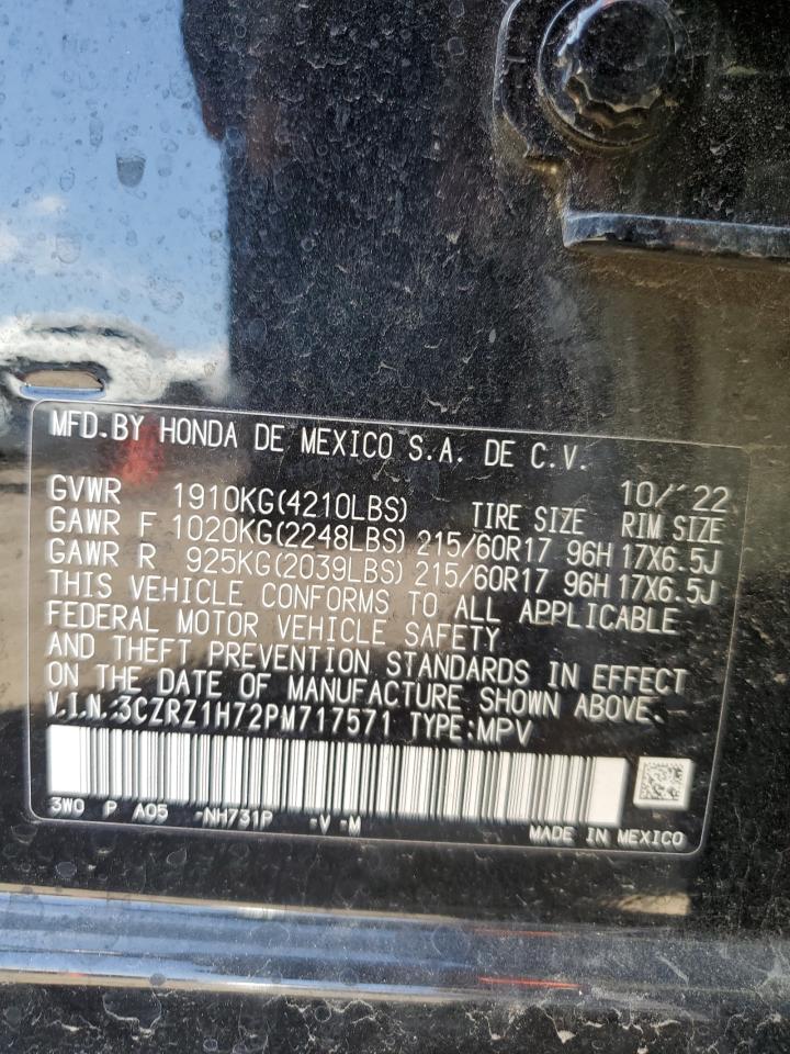 2023 HONDA HR-V EXL VIN:3CZRZ1H72PM717571