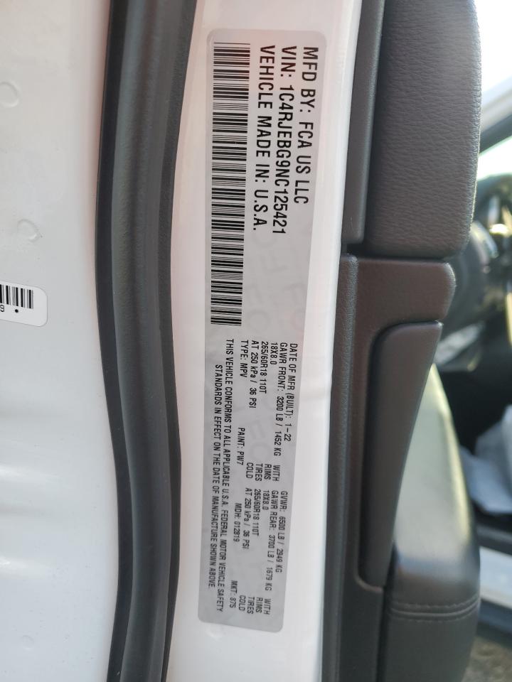 2022 JEEP GRAND CHEROKEE LIMITED VIN:1C4RJEBG9NC125421