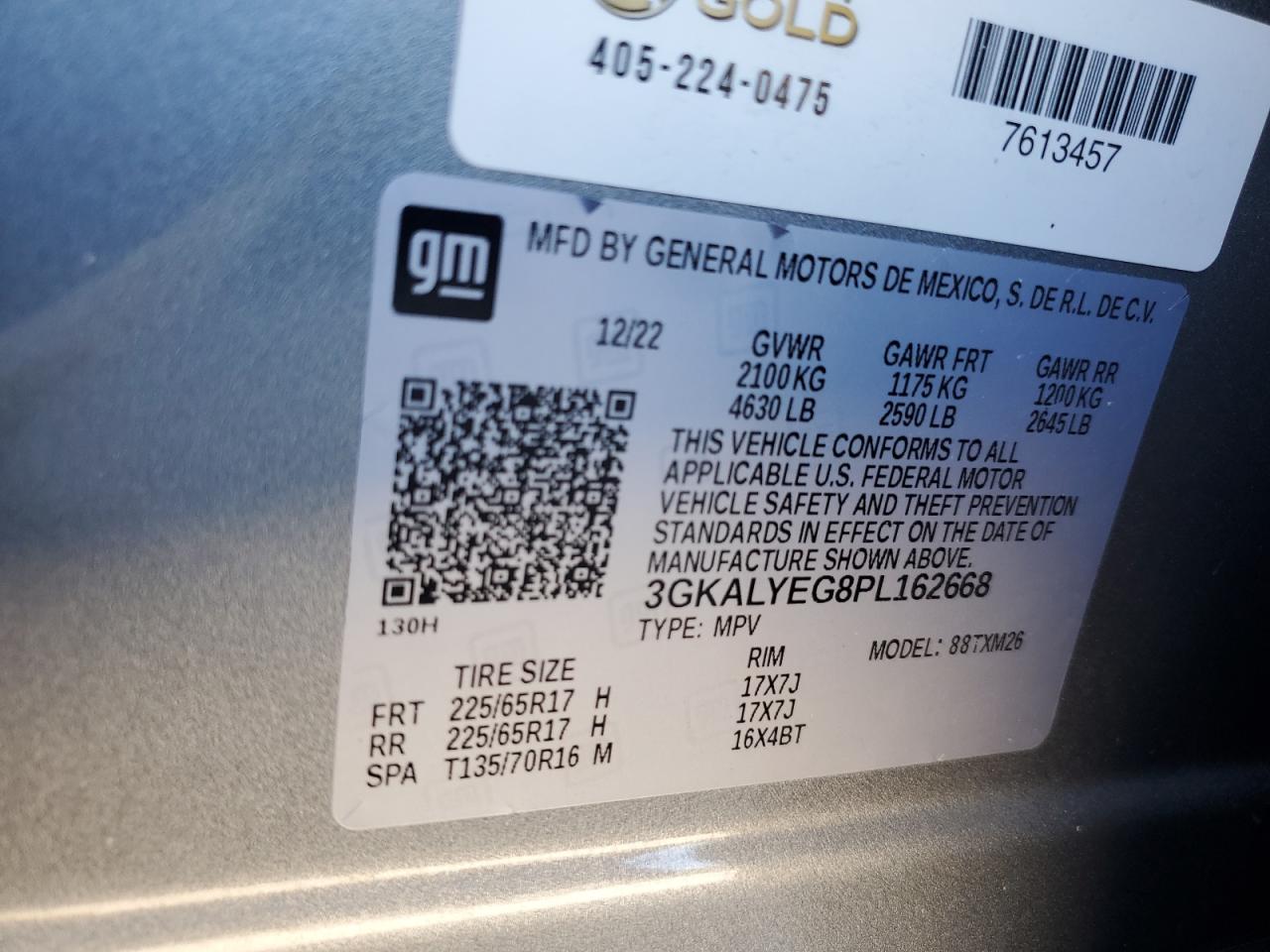 2023 GMC TERRAIN AT4 VIN:3GKALYEG8PL162668