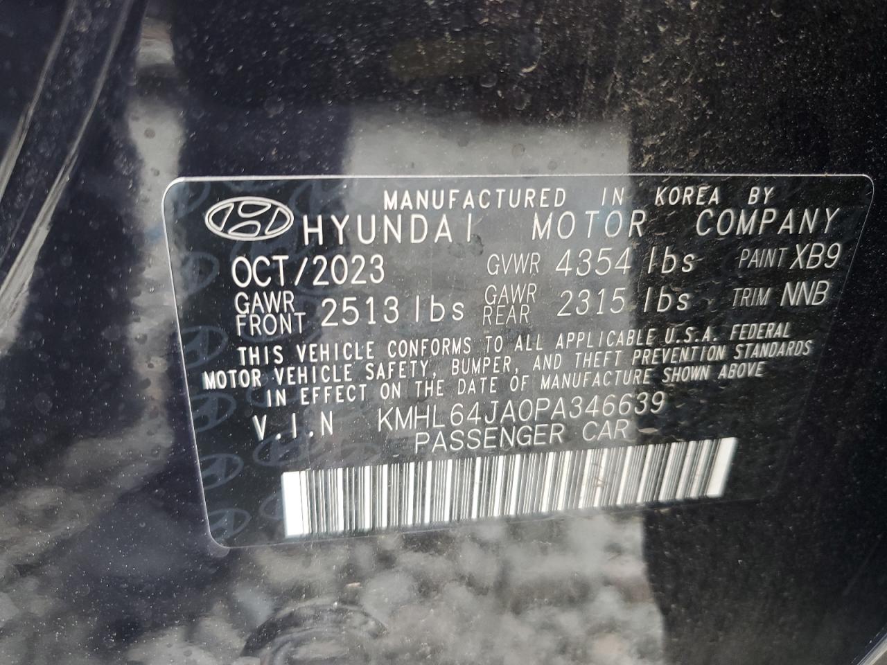 2023 HYUNDAI SONATA SEL VIN:KMHL64JA0PA346639