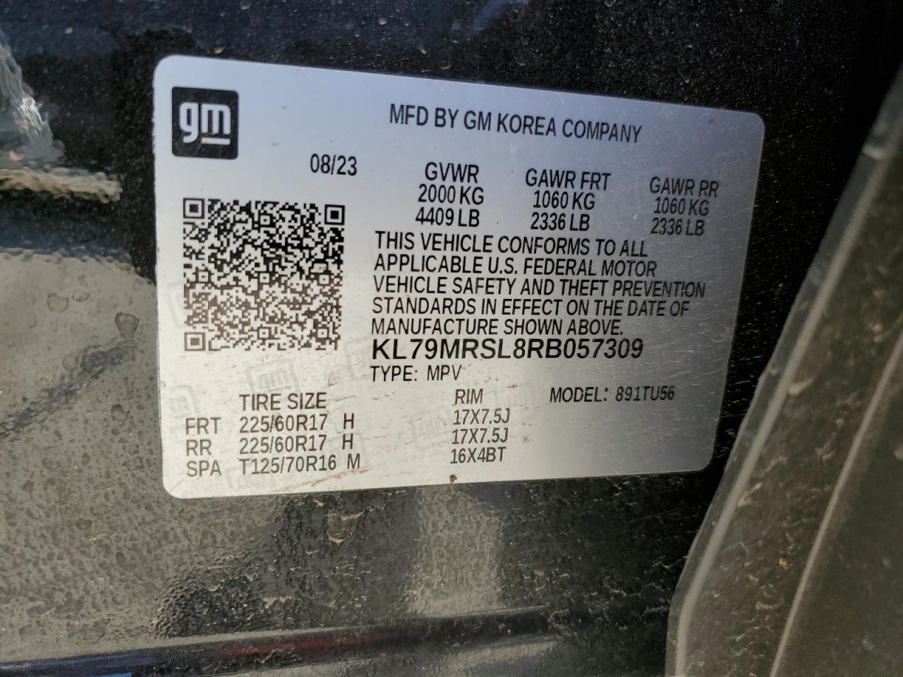 2024 CHEVROLET TRAILBLAZER LT VIN:KL79MRSL8RB057309