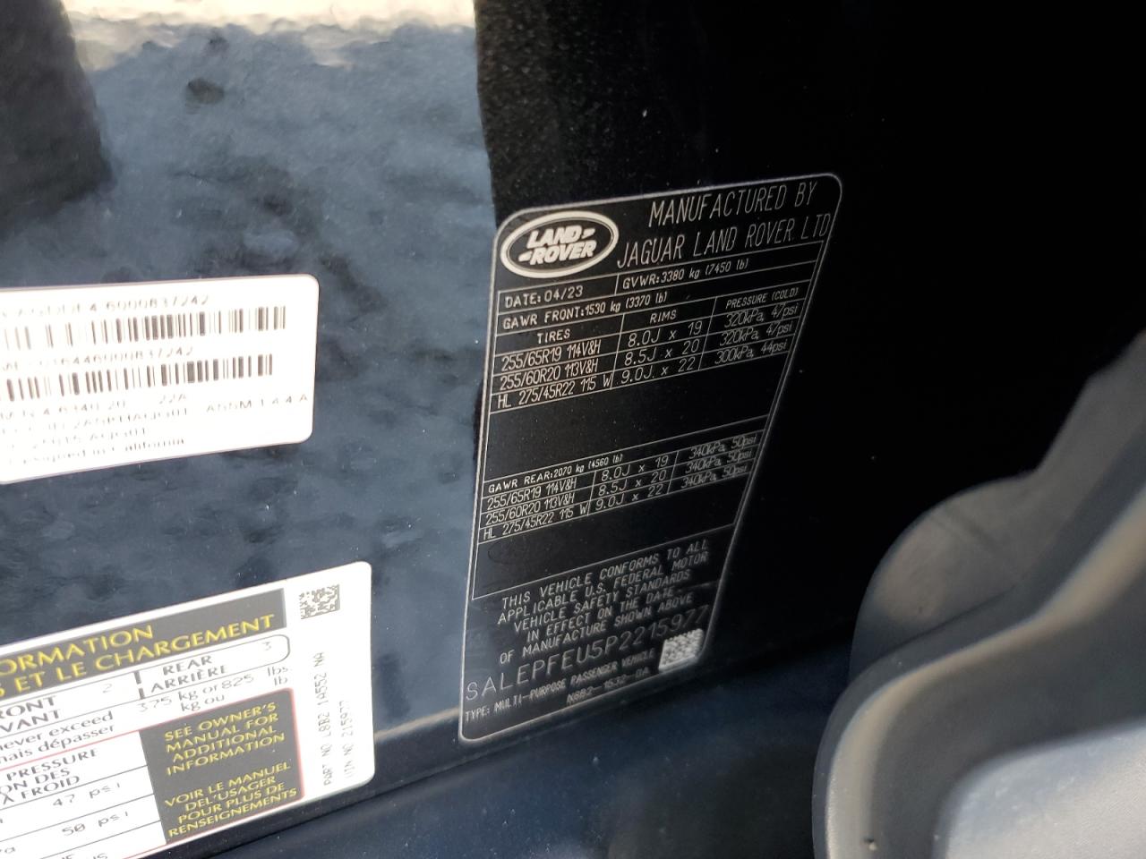 2023 LAND ROVER DEFENDER 130 SE VIN:SALEPFEU5P2215977