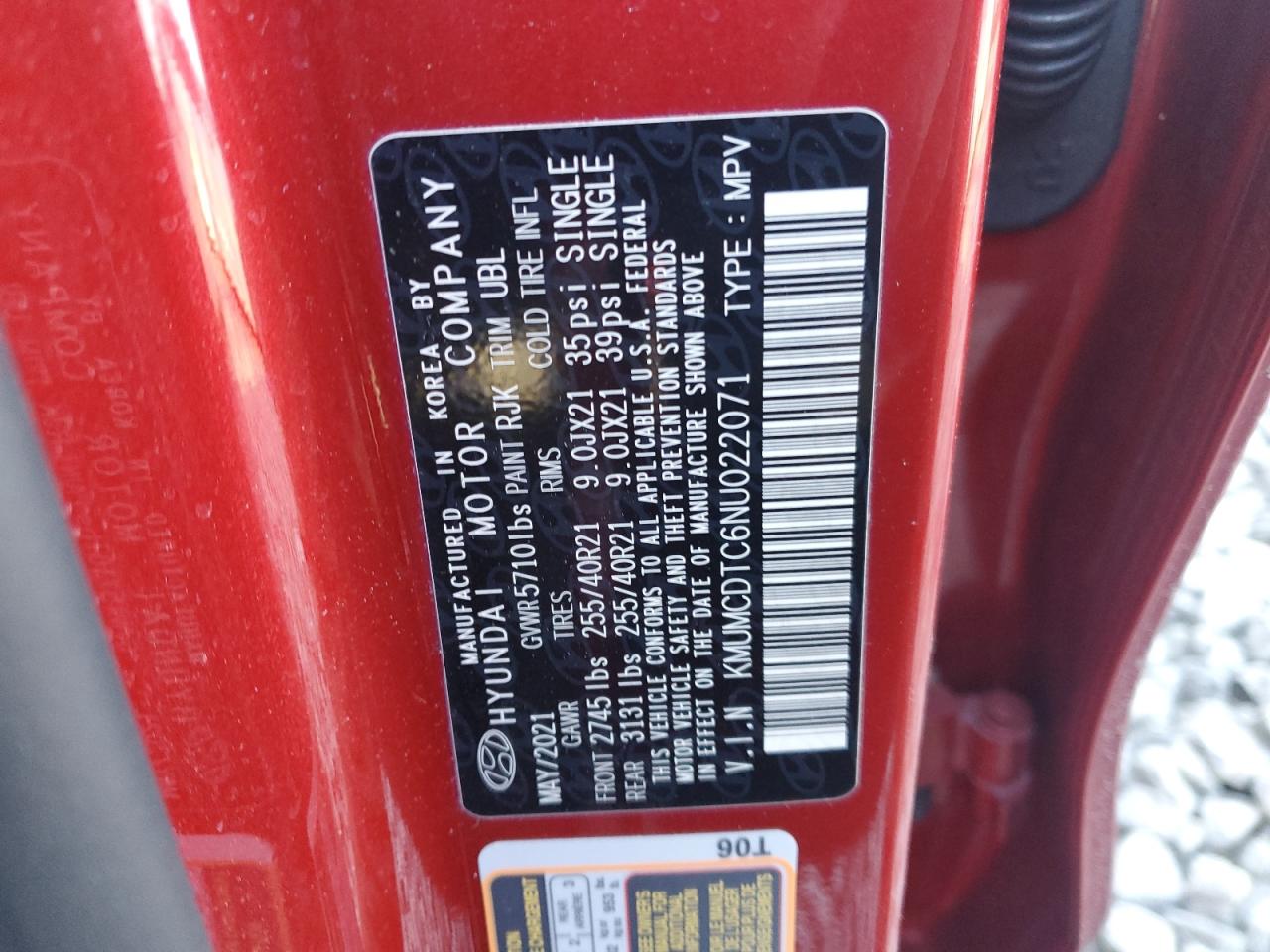 2022 GENESIS GV70 BASE VIN:KMUMCDTC6NU022071