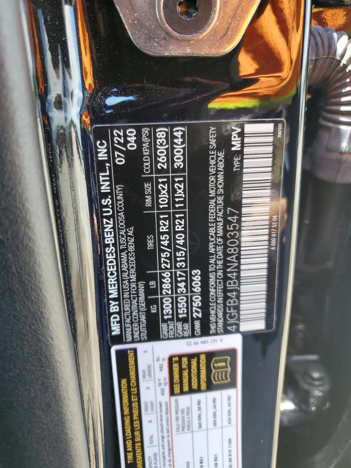 2022 MERCEDES-BENZ GLE 350 VIN:4JGFB4JB4NA803547