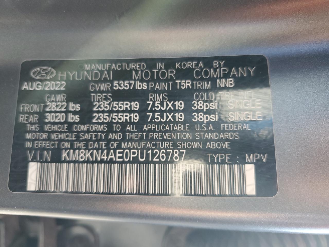 2023 HYUNDAI IONIQ 5 SEL VIN:KM8KN4AE0PU126787