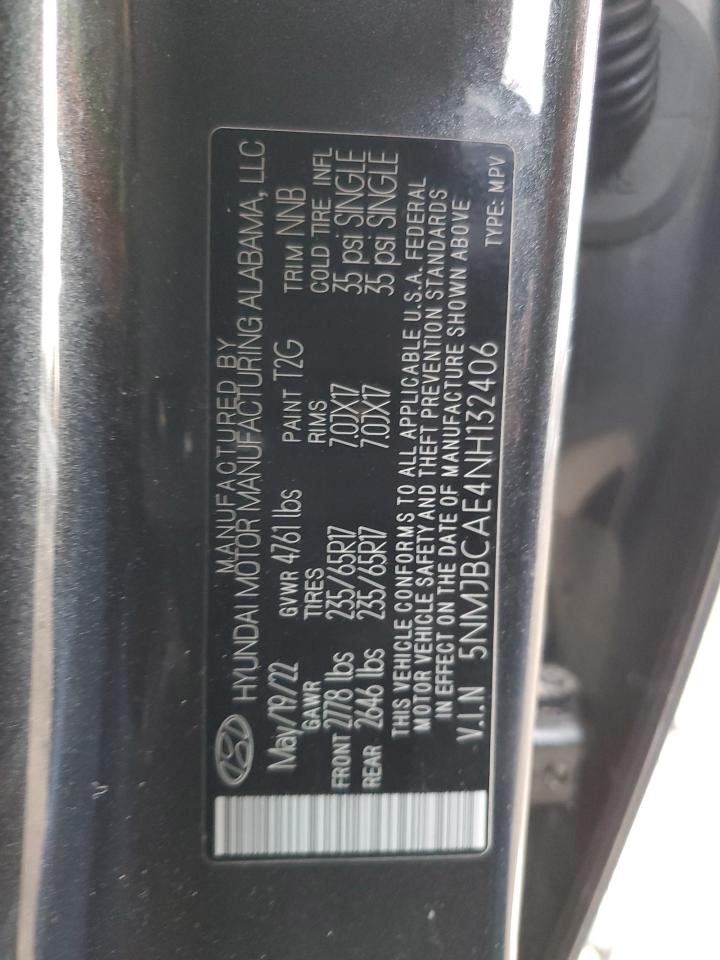 2022 HYUNDAI TUCSON SEL VIN:5NMJBCAE4NH132406