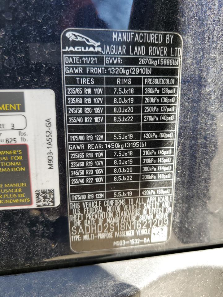 2022 JAGUAR I-PACE HSE VIN:SADHD2S18N1621209