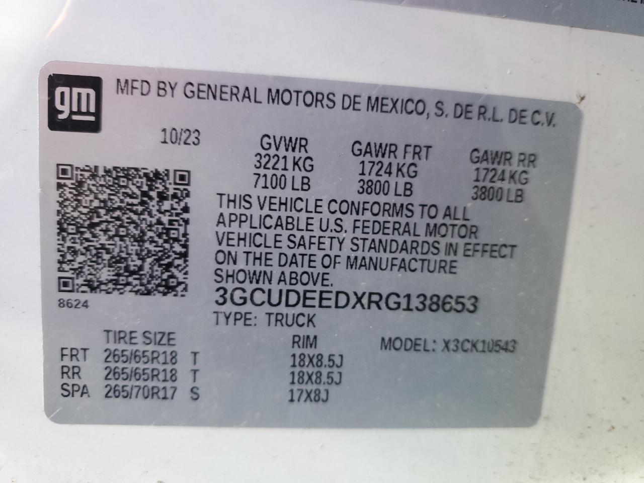 2024 CHEVROLET SILVERADO K1500 RST VIN:3GCUDEEDXRG138653