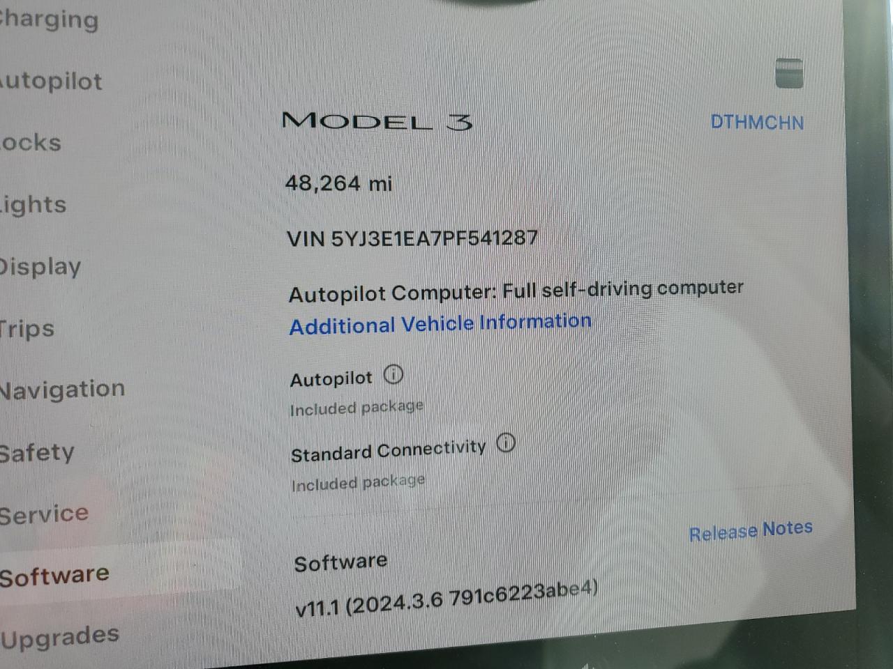 2023 TESLA MODEL 3  VIN:5YJ3E1EA7PF541287