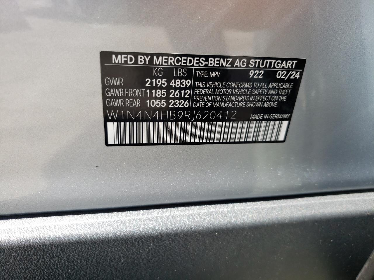 2024 MERCEDES-BENZ GLA 250 4MATIC VIN:W1N4N4HB9RJ620412