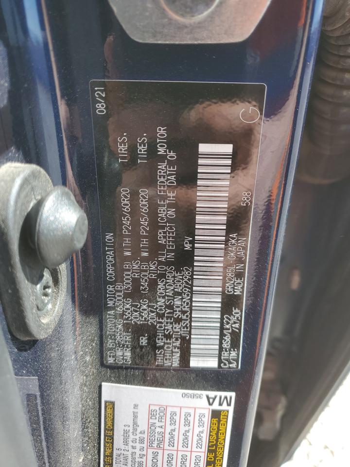 2022 TOYOTA 4RUNNER SR5 PREMIUM VIN:JTESU5JR5N5972982