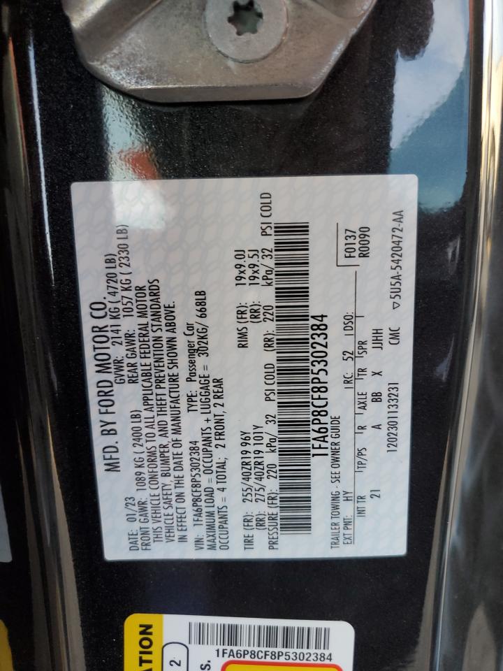 2023 FORD MUSTANG GT VIN:1FA6P8CF8P5302384